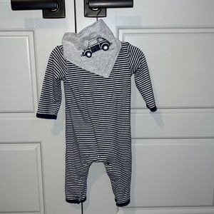 Bloomie’s Boys’ Striped Coverall & Bib Set. Size 6 months.